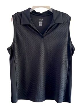 IZOD performX Cool FX Black Textured Sleeveless Golf Polo Top XL